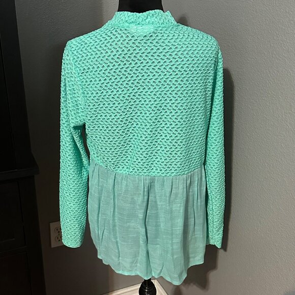 Kim Rogers Cardigan Womens Medium Mint Green Open Front Lightweight Casual Chic - Picture 6 of 7